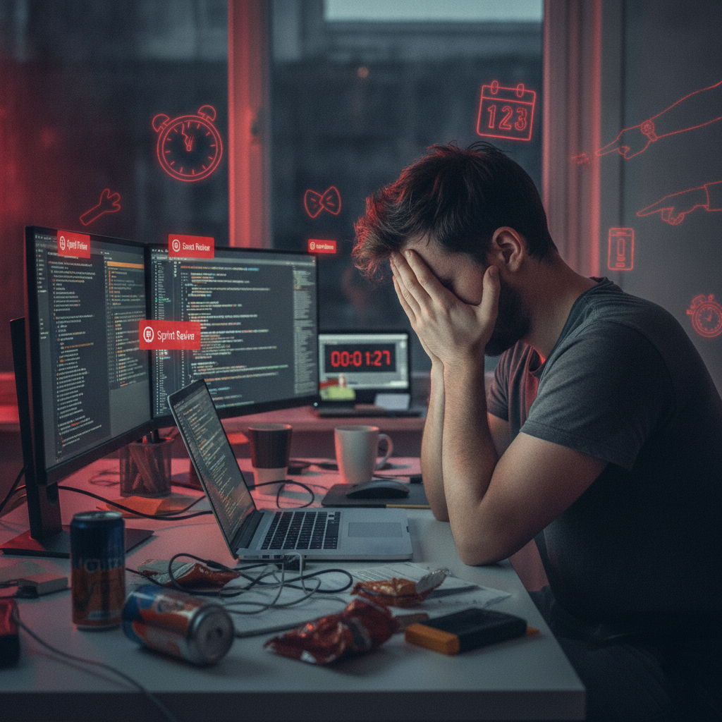 Código vermelho na TI: como a rotina insana de sprints e o home office estão destruindo a saúde mental dos desenvolvedores!