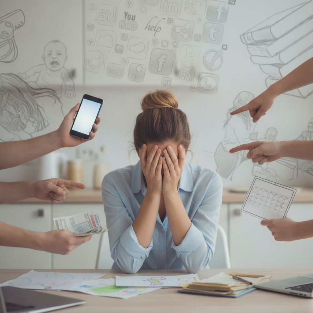 Culpada por estar exausta? Como o burnout materno invisível destrói a saúde emocional das mães e como pedir socorro antes do colapso!