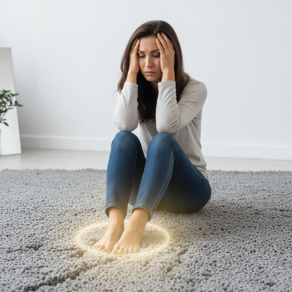 Chão virando esponja e medo de desabar? O reset vestibular rápido para desativar a tontura fóbica e colar seus pés no chão já!